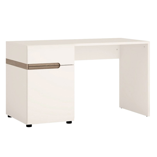 Photo of Cheya high gloss dressing table in white and truffle oak